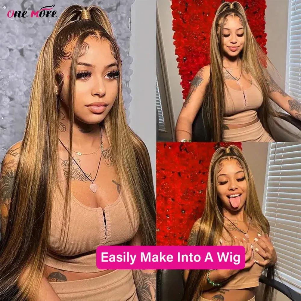Ombre Light Yaki Straight Human Hair Bundles – Brazilian Weave Extensions - Dazzling Beauty Solution
