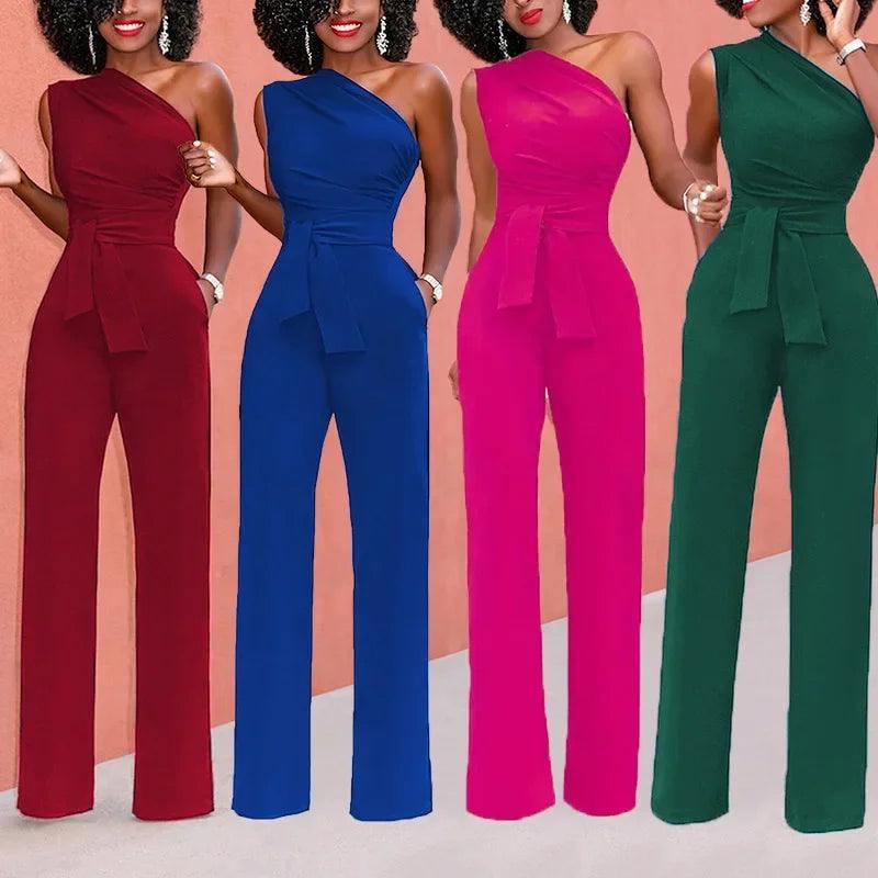 Women's 2-Piece Crop Top & Pants Set - Skew Collar Belted Outfit