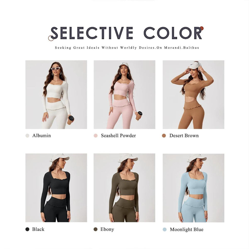 Women's 2-Piece Gym & Yoga Set | Quick-Dry Long Sleeve Top + Leggings | 6 Colors | S–XL