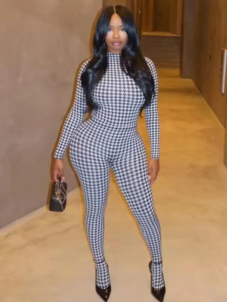 Women's Snake Print Bodycon Jumpsuit - Sexy Zip-Front Catsuit