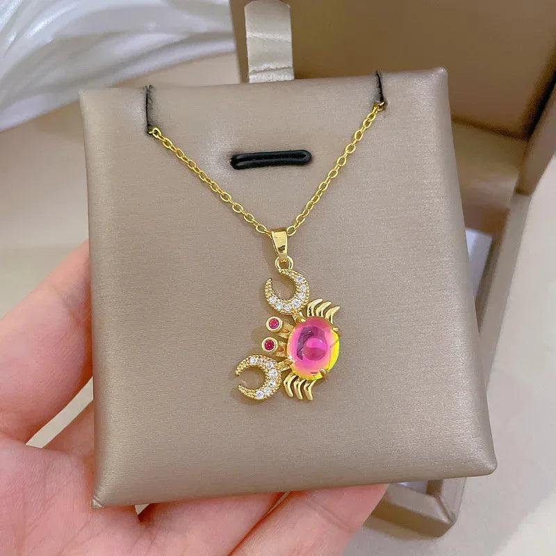 316L Stainless Steel Colorful Crab Pendant Necklace - Dazzling Beauty Solution
