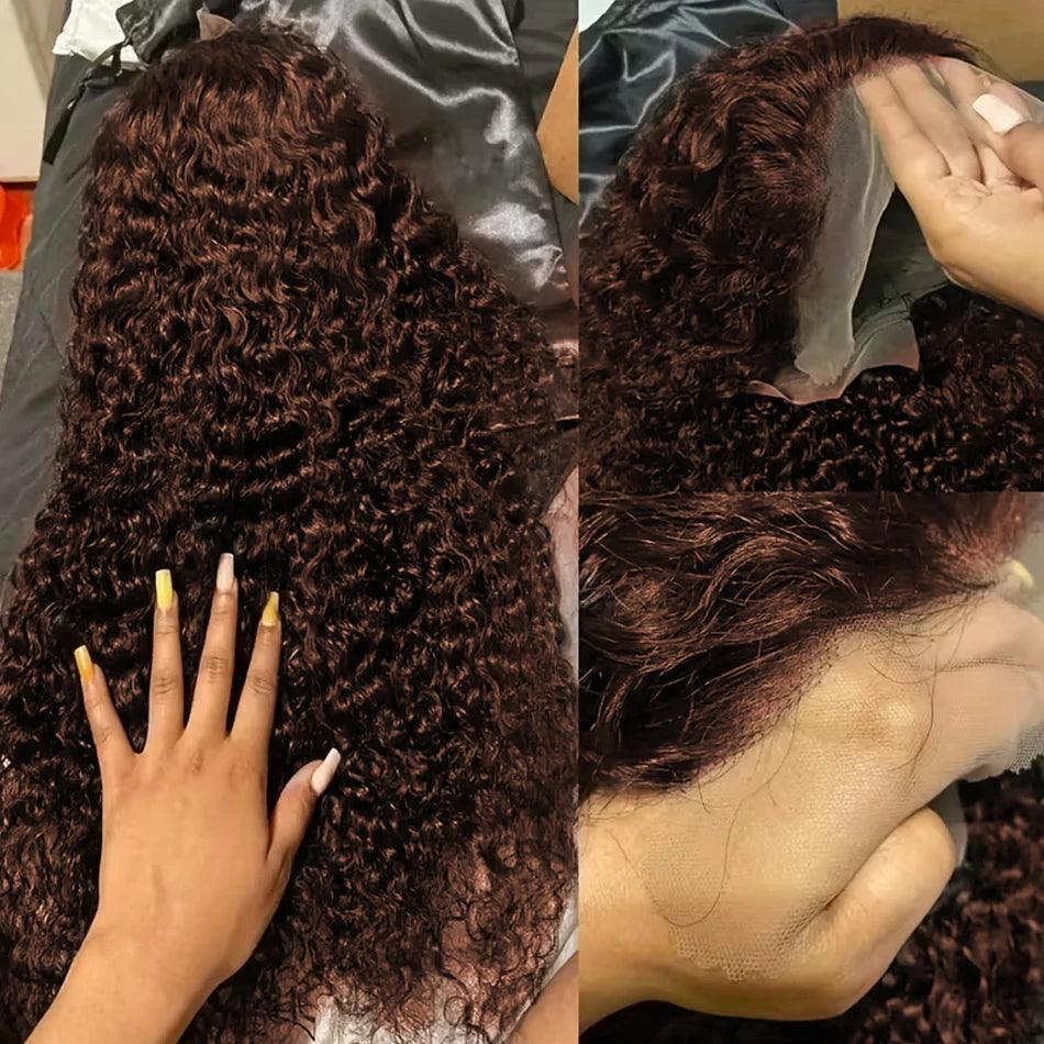 Chocolate Brown Deep Wave HD Lace Front Wig | #4 Colored Human Hair | 13x4 & 13x6 | 22"-40"
