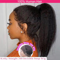 360 Lace Glueless Wig - Kinky Straight Human Hair with Invisible Strap