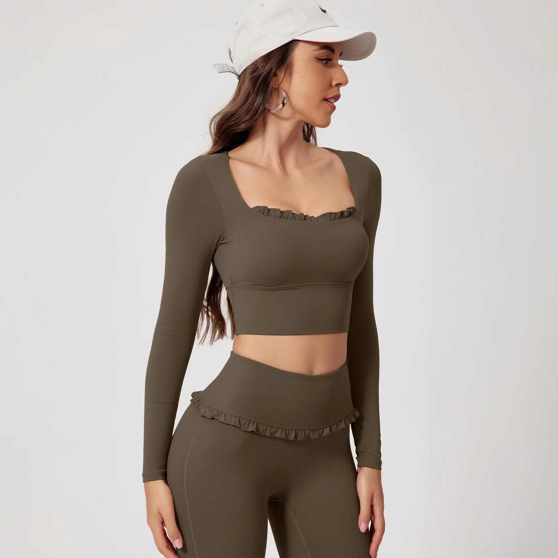 Women's 2-Piece Gym & Yoga Set | Quick-Dry Long Sleeve Top + Leggings | 6 Colors | S–XL