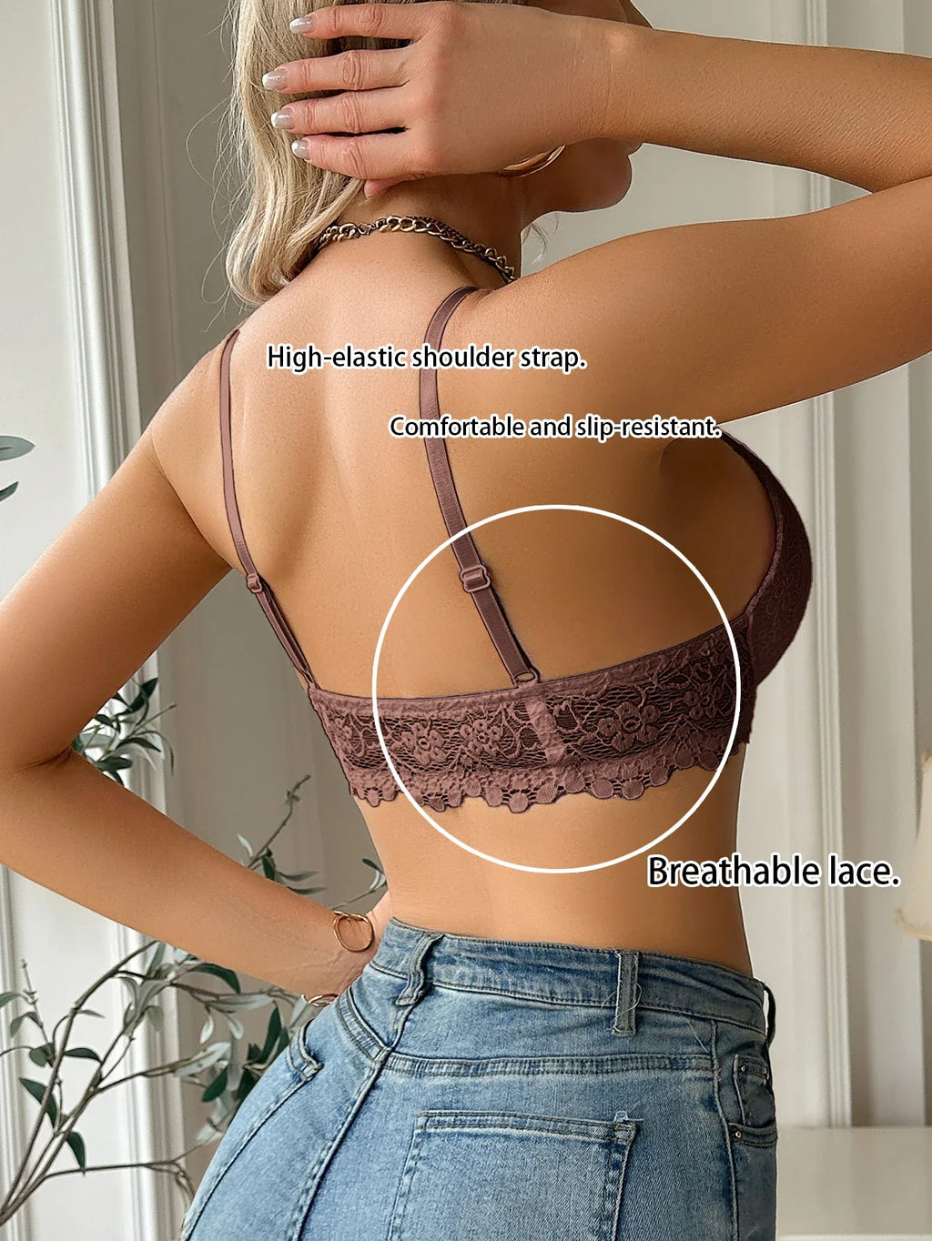Women's Floral Lace Front-Closure Push-Up Bra
