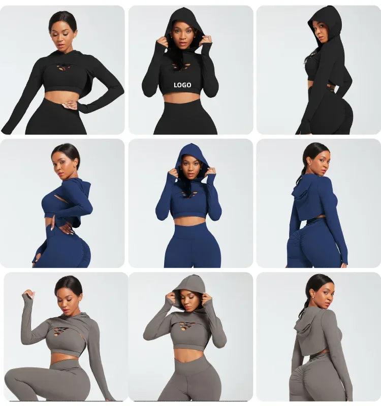 Custom Logo 3-Piece Seamless Fitness Activewear Set – High-Waist Yoga Outfit - Dazzling Beauty Solution