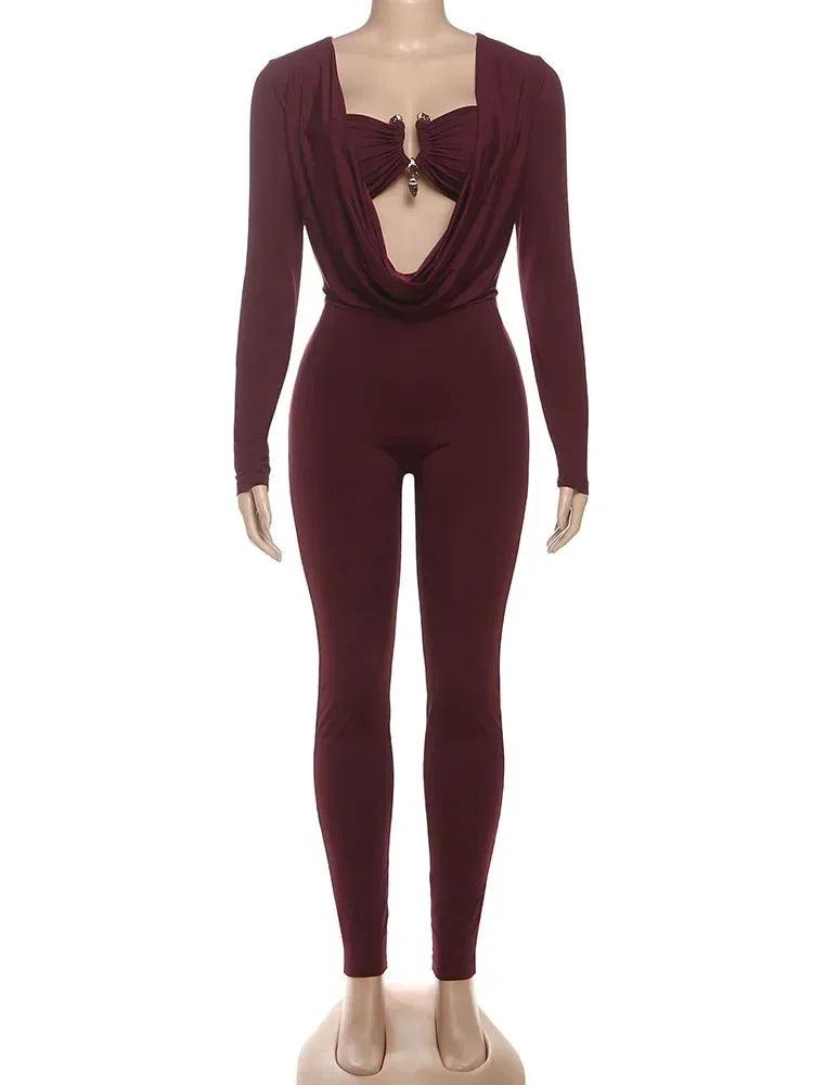 Sisterlinda Slim Sexy Neck Jumpsuit for Women - Dazzling Beauty Solution