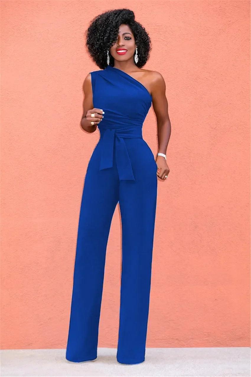 Women's 2-Piece Crop Top & Pants Set - Skew Collar Belted Outfit