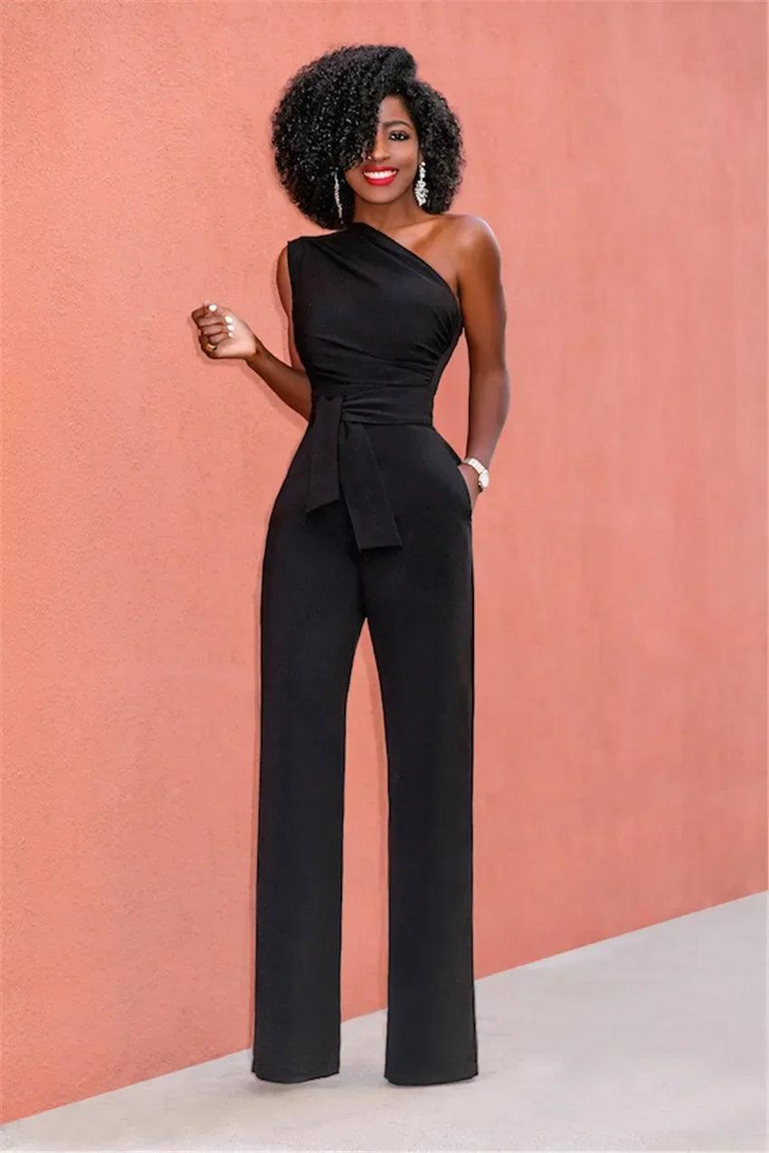 Women's 2-Piece Crop Top & Pants Set - Skew Collar Belted Outfit