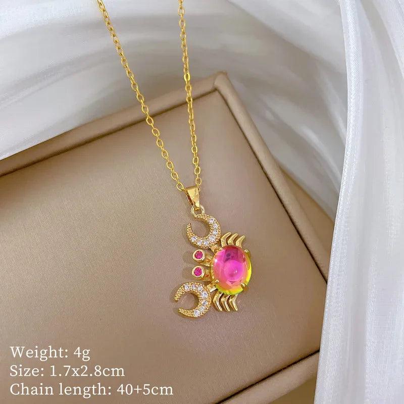 316L Stainless Steel Colorful Crab Pendant Necklace - Dazzling Beauty Solution