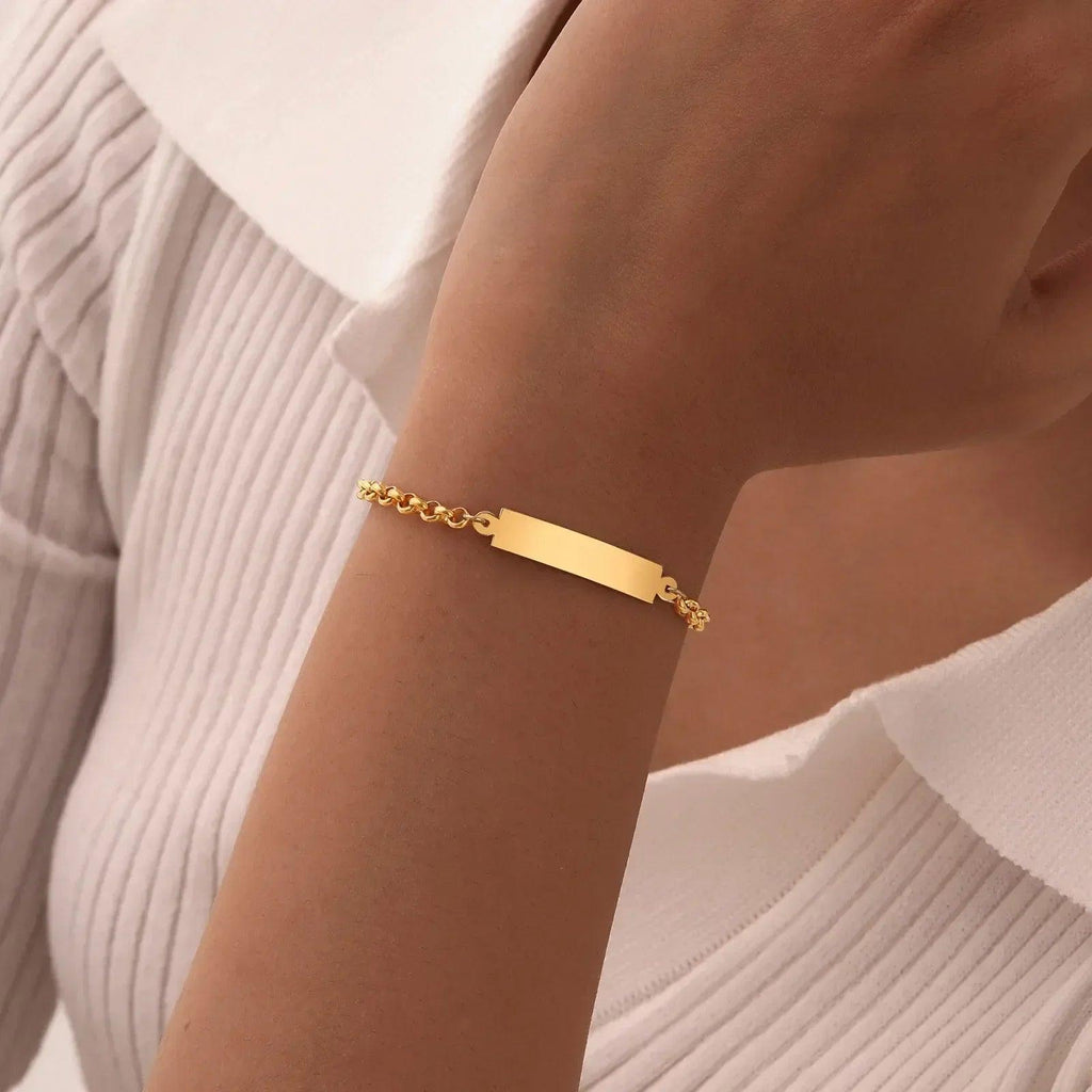 Personalized Engraved Name & Date Bracelet – Adjustable Stainless Steel Rolo Chain (Copy) - Dazzling Beauty Solution