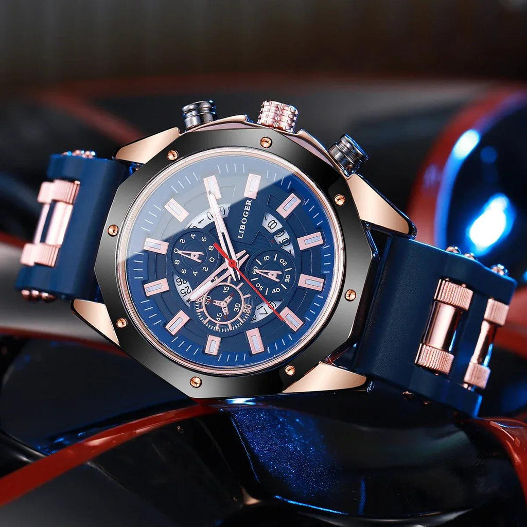 Men's Quartz Sports Watch with Silicone Band - Dazzling Beauty Solution