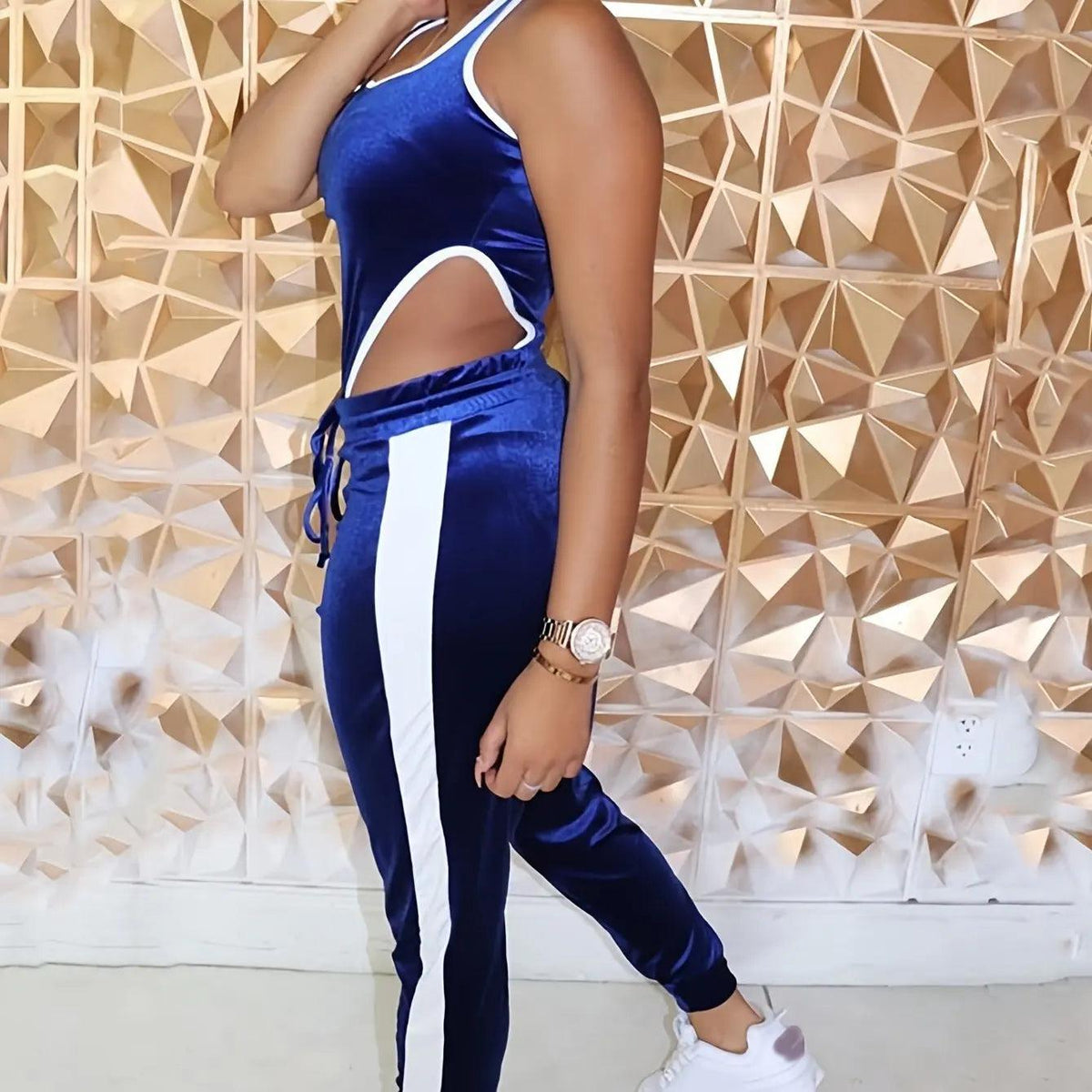 Women's Sexy Cutout Bodysuit & High Waist Pants Set - 2-Piece Festival Outfit