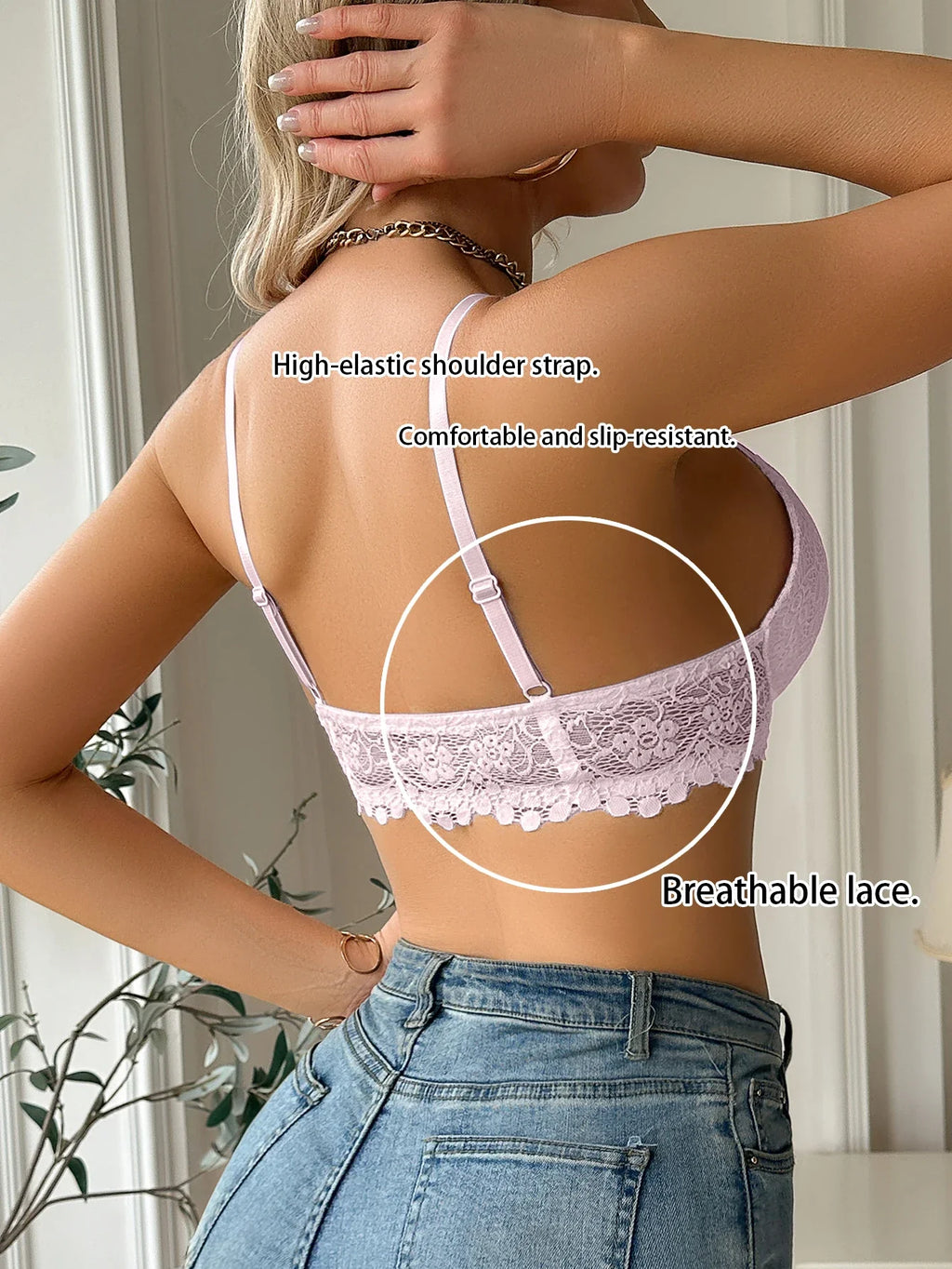 Women's Floral Lace Front-Closure Push-Up Bra