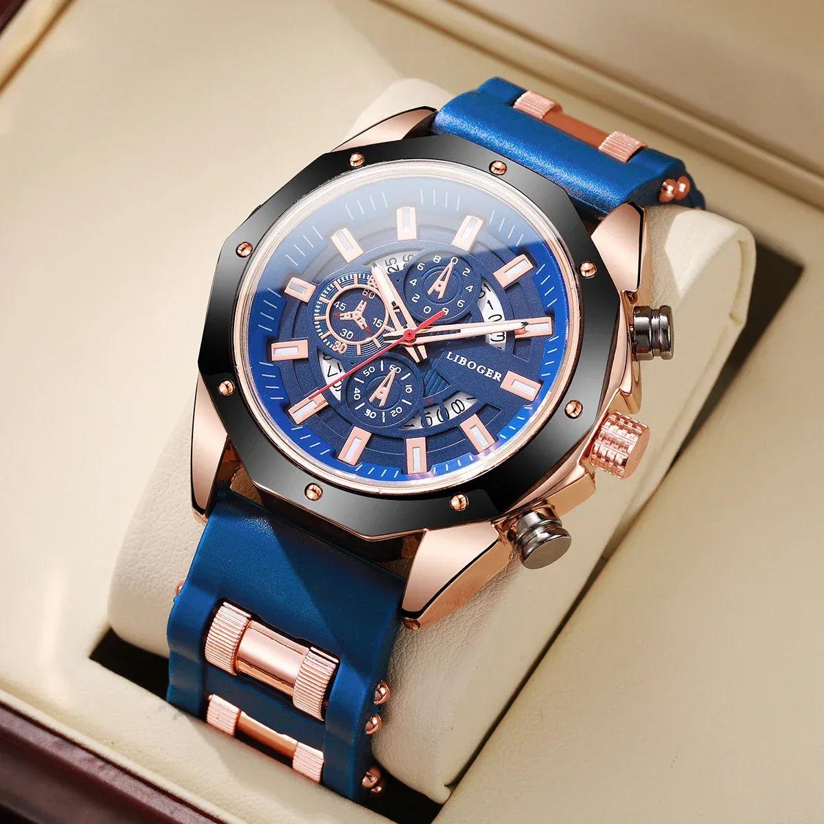 Men's Quartz Sports Watch with Silicone Band - Dazzling Beauty Solution