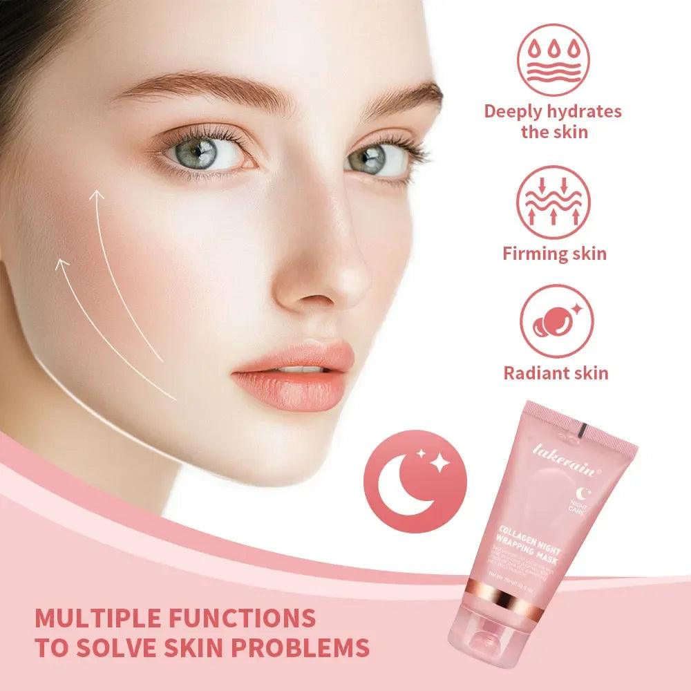 Lakerain Collagen Night Wrapping Mask – Peel-Off Overnight Skin Rejuvenation - Dazzling Beauty Solution