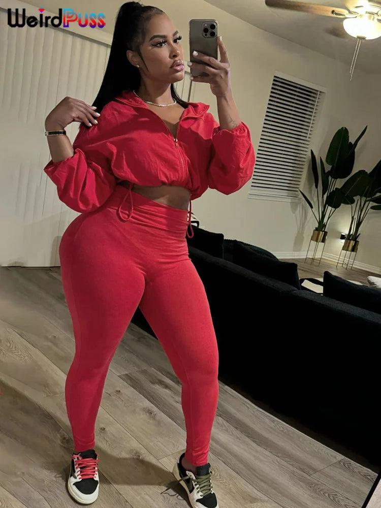 Women's 2-Piece Tracksuit - Zip Jacket & Leggings Set