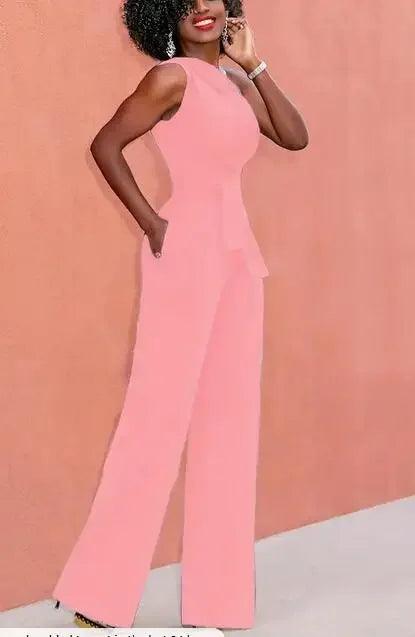 Women's 2-Piece Crop Top & Pants Set - Skew Collar Belted Outfit