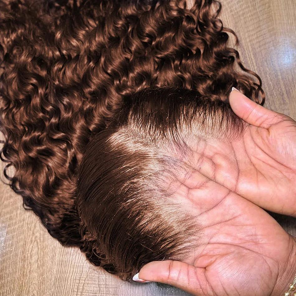 Chocolate Brown Deep Wave HD Lace Front Wig | #4 Colored Human Hair | 13x4 & 13x6 | 22"-40"