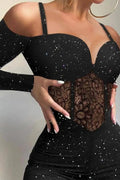 Women's Lace Bodycon Jumpsuit - Sexy Hollow Out One-Piece
