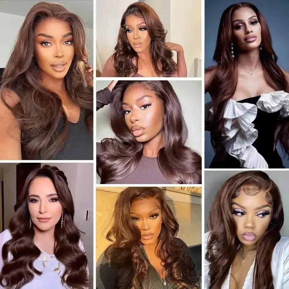 Chocolate Brown Body Wave HD Lace Front Wig – 13x6 Human Hair, 46 Inch - Dazzling Beauty Solution