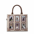 Vintage Luxury Embroidery Cat Tote Bag | Large Capacity Designer Handbag | Beige & Black