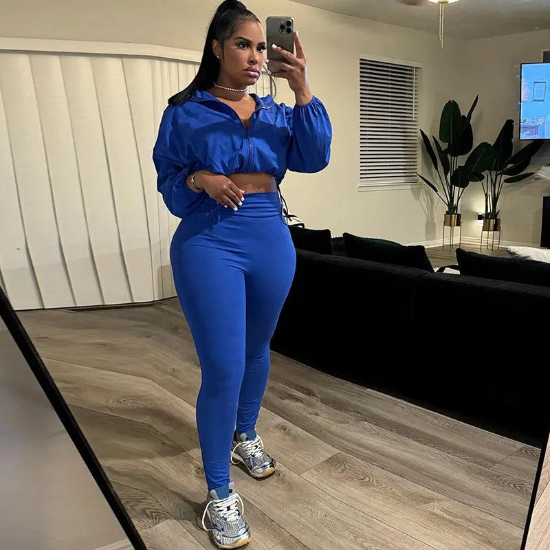 Women's 2-Piece Tracksuit - Zip Jacket & Leggings Set
