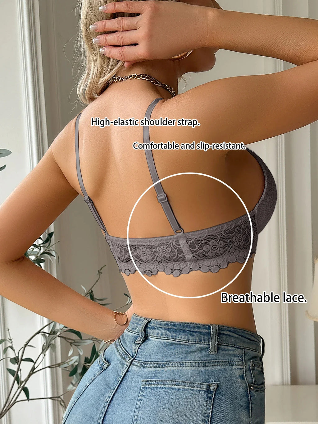 Women's Floral Lace Front-Closure Push-Up Bra