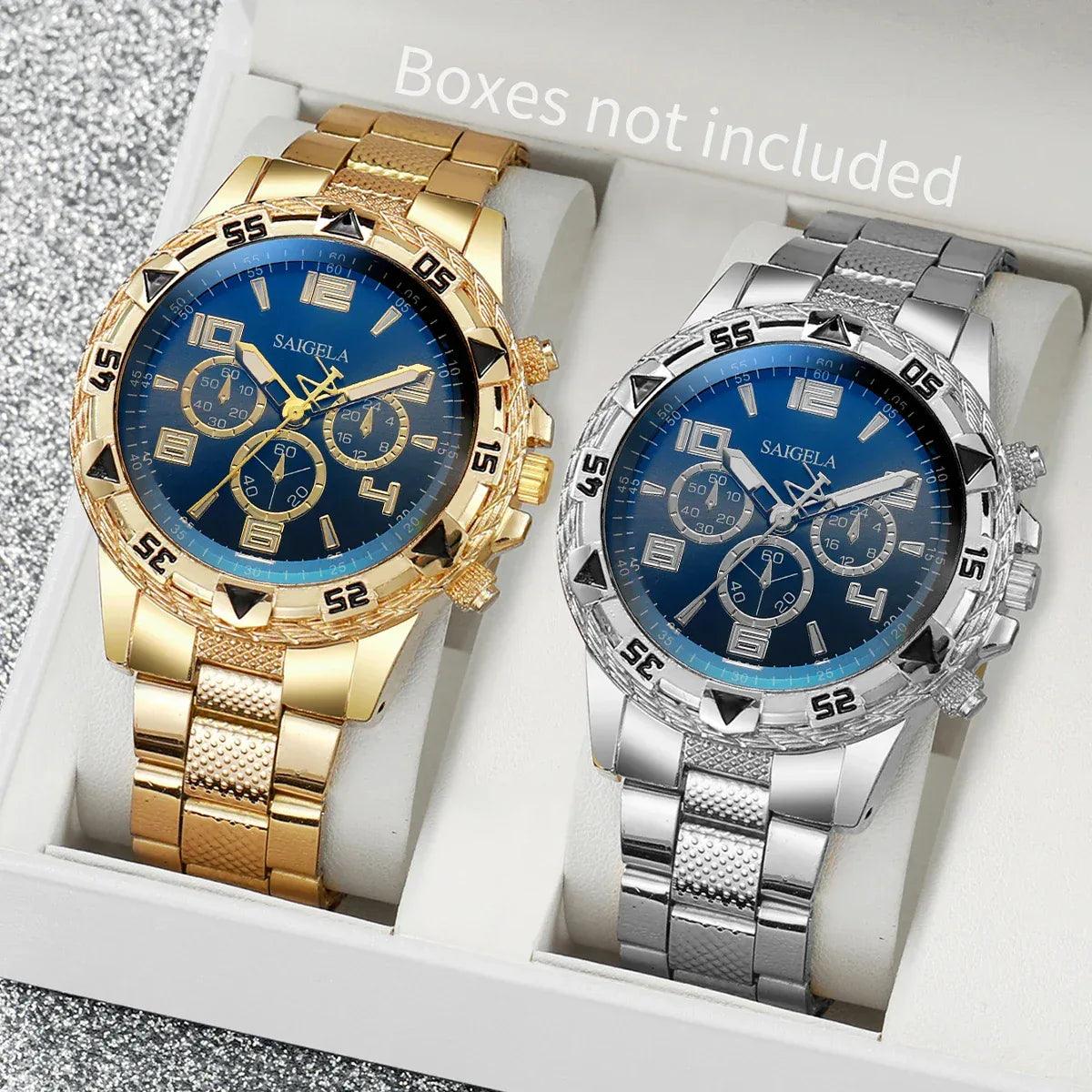 Men's Fashion Quartz Watch Set - 2pcs Steel Band - Dazzling Beauty Solution