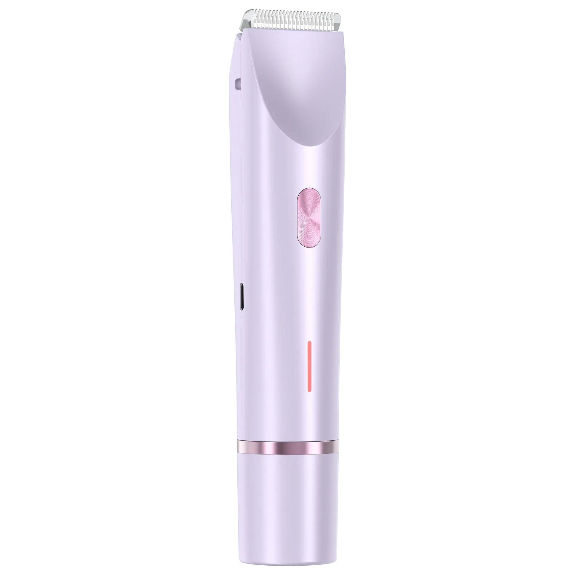 2-in-1 Rechargeable Women’s Electric Shaver – Bikini & Facial Trimmer, Wet/Dry, Low Noise (Type-C, Portable) - Dazzling Beauty Solution