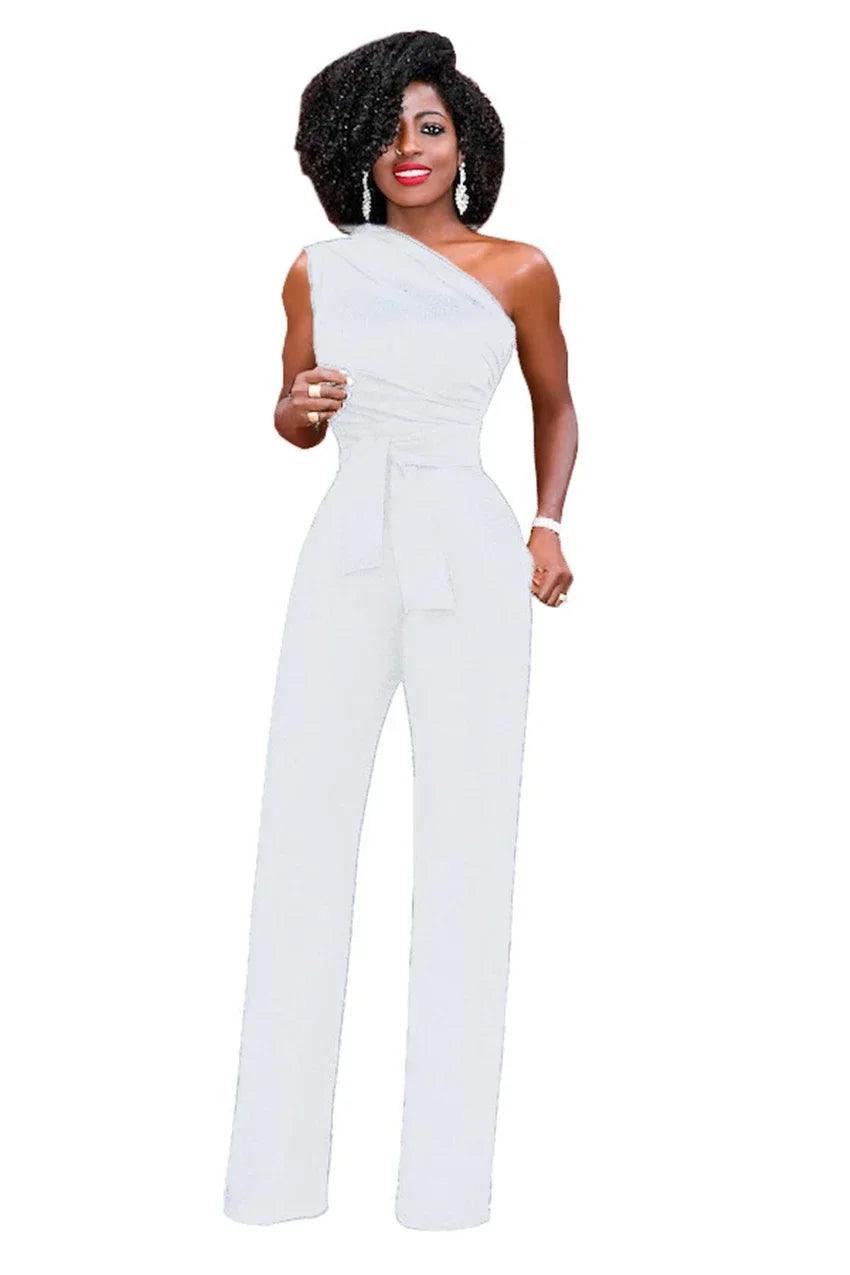 Women's 2-Piece Crop Top & Pants Set - Skew Collar Belted Outfit