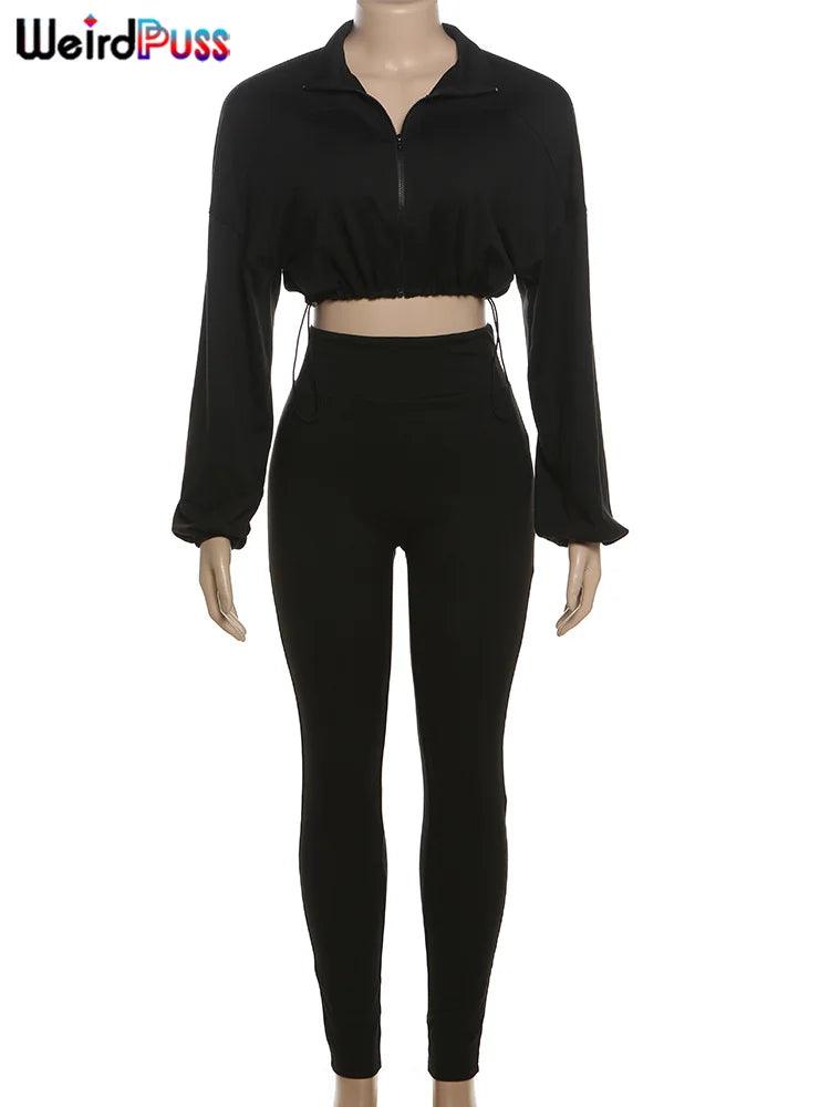 Women's 2-Piece Tracksuit - Zip Jacket & Leggings Set
