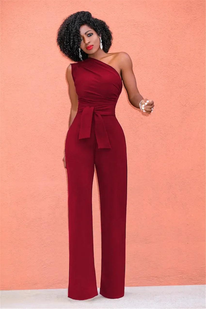 Women's 2-Piece Crop Top & Pants Set - Skew Collar Belted Outfit