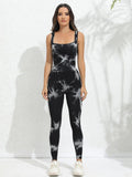 Women's Tie-Dye Yoga Jumpsuit - Ribbed Tank Top & Pants Set