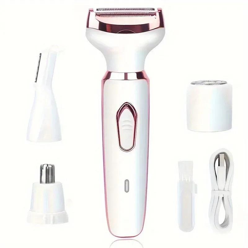 4-in-1 Electric Hair Removal Kit for Women – Bikini, Eyebrow, Nose & Facial Trimmer Set - Dazzling Beauty Solution