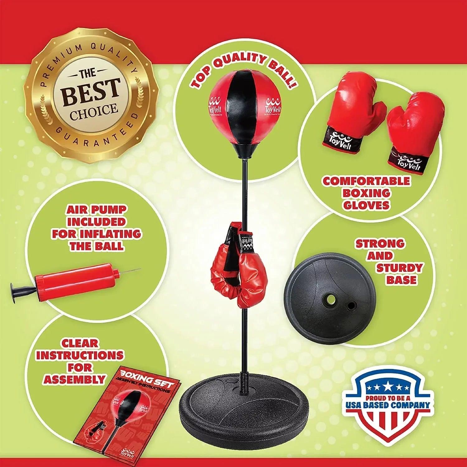 Kids Freestanding Speed Bag, 15", 2.2 Lb, Red & Black - Dazzling Beauty Solution