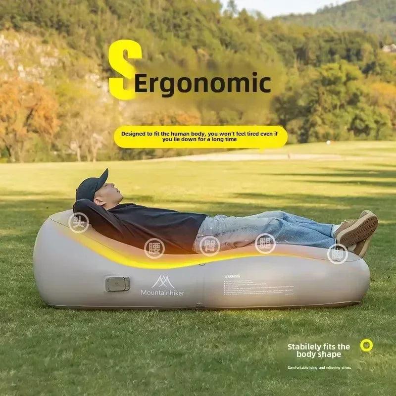 Mounthiker Inflatable Air Sofa with Built-In Pump – Portable Recliner Lounge Chair with Headrest, Auto Inflation, and Storage Bag – Lightweight Beach, Travel & Camping Sofa (150KG Capacity) - Dazzling Beauty Solution