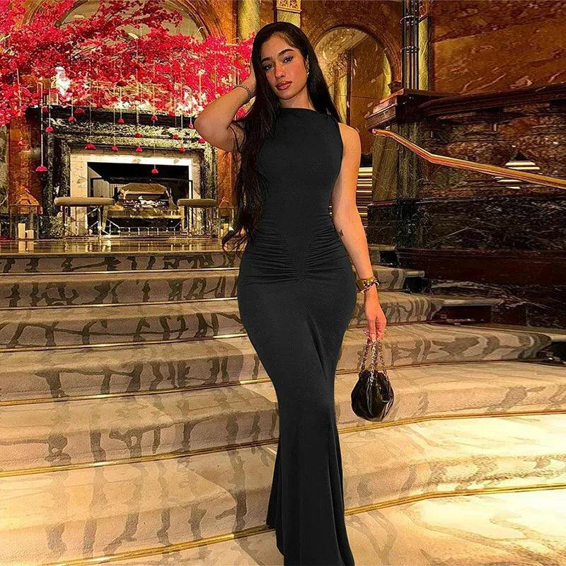 Women's Fashion Sleeveless Pleated High Waist Slim Fit Dress - Dazzling Beauty Solution