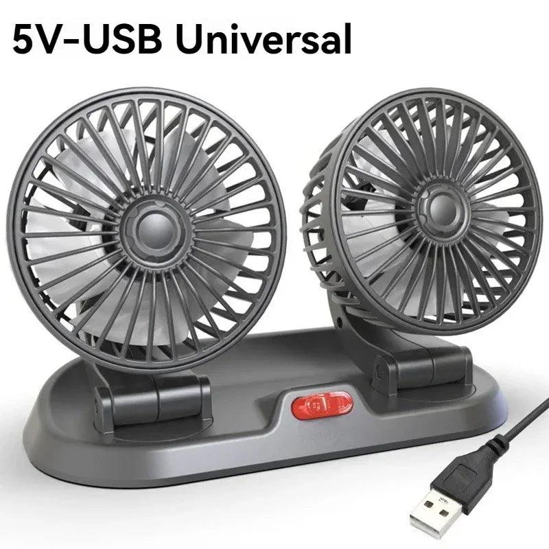 Car Flash F410 Car Double-Head Folding Fan Rotatable Rotatable Head Fan Gently Circulates Large Air Fan - Dazzling Beauty Solution