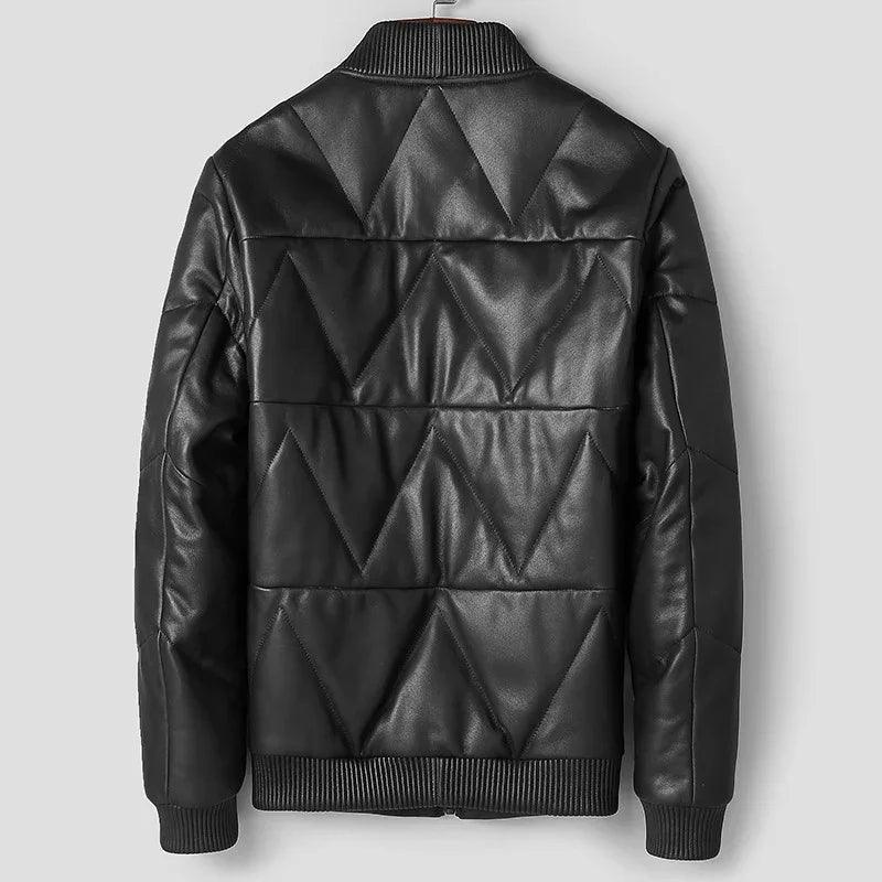 Men’s Premium Down Leather Jacket – Sheepskin & Fleece-Lined - Dazzling Beauty Solution