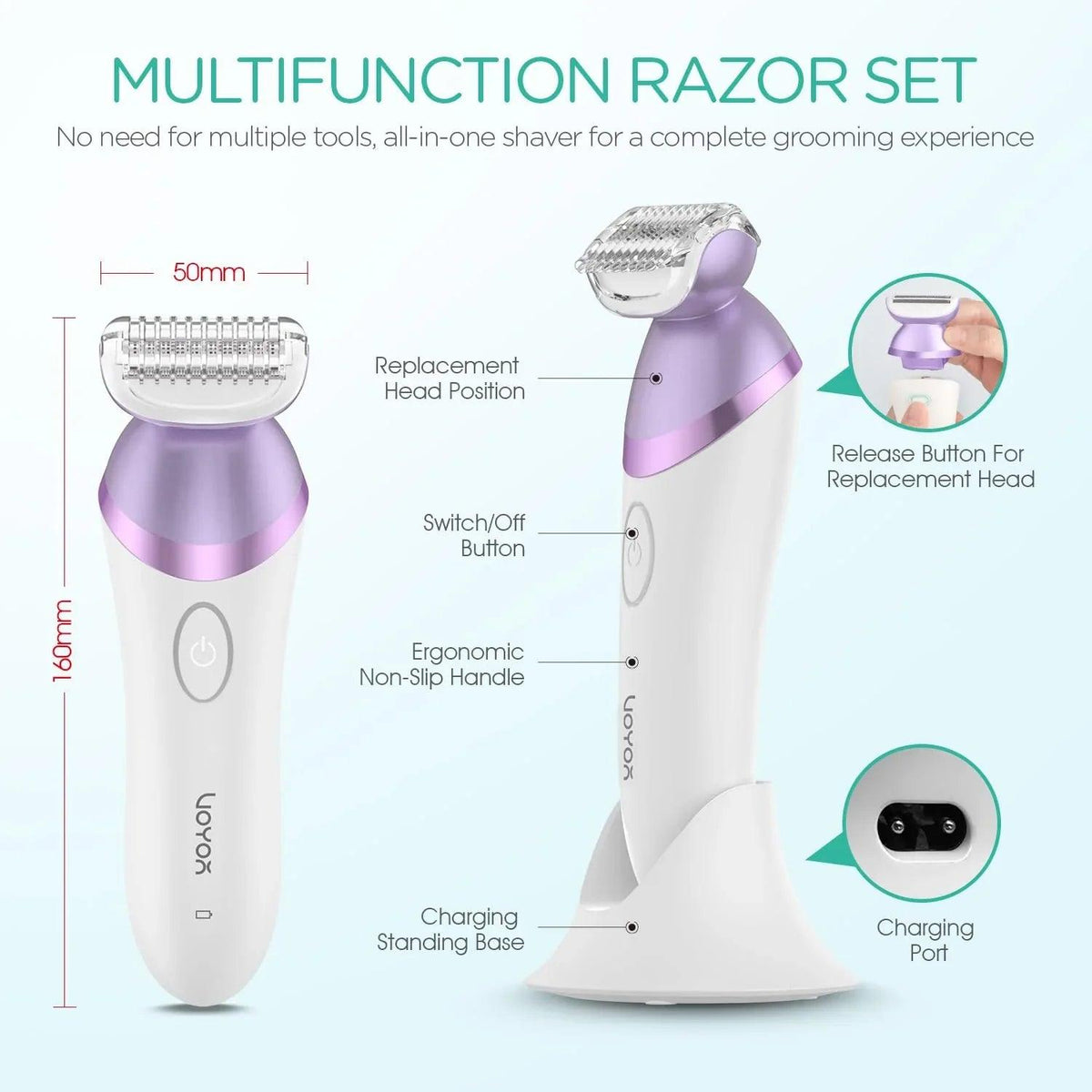 4-in-1 Rechargeable Women’s Electric Razor & Bikini Trimmer – Purple - Dazzling Beauty Solution