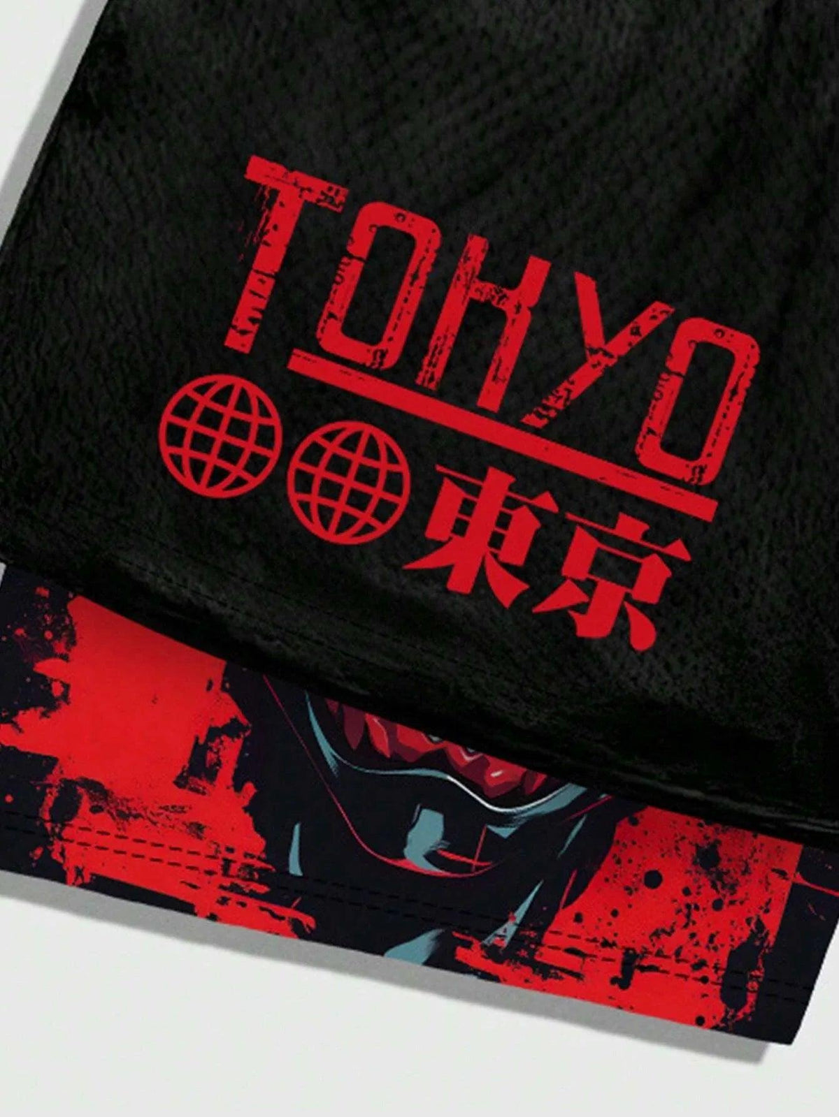 ROMWE MEN Anime Men'S Simple Figure Graphic Drawstring Waist Basketball Shorts, School - Dazzling Beauty Solution