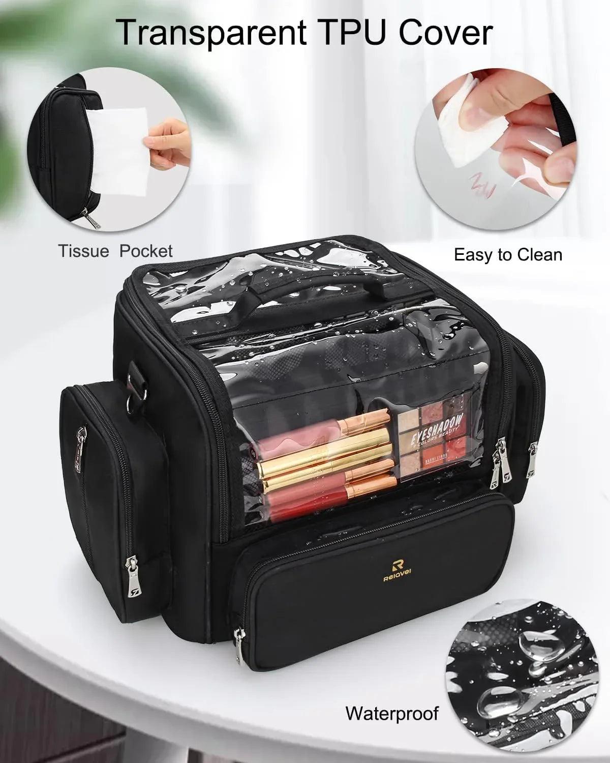 Extra Large Professional Makeup Brush Bag with Adjustable Dividers & Shoulder Strap - Dazzling Beauty Solution