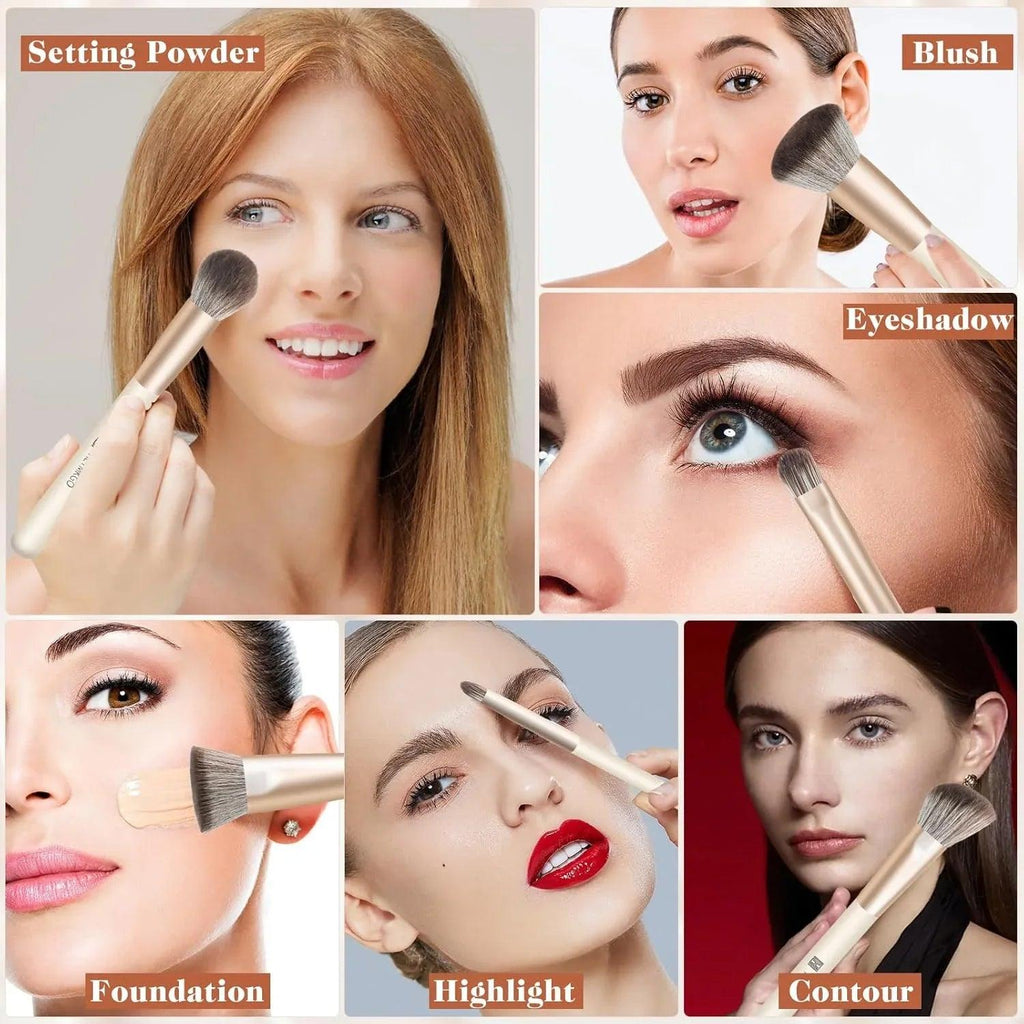 7/8pcs Soft Makeup Brush Set – Foundation, Blush, Eyeshadow Tools - Dazzling Beauty Solution