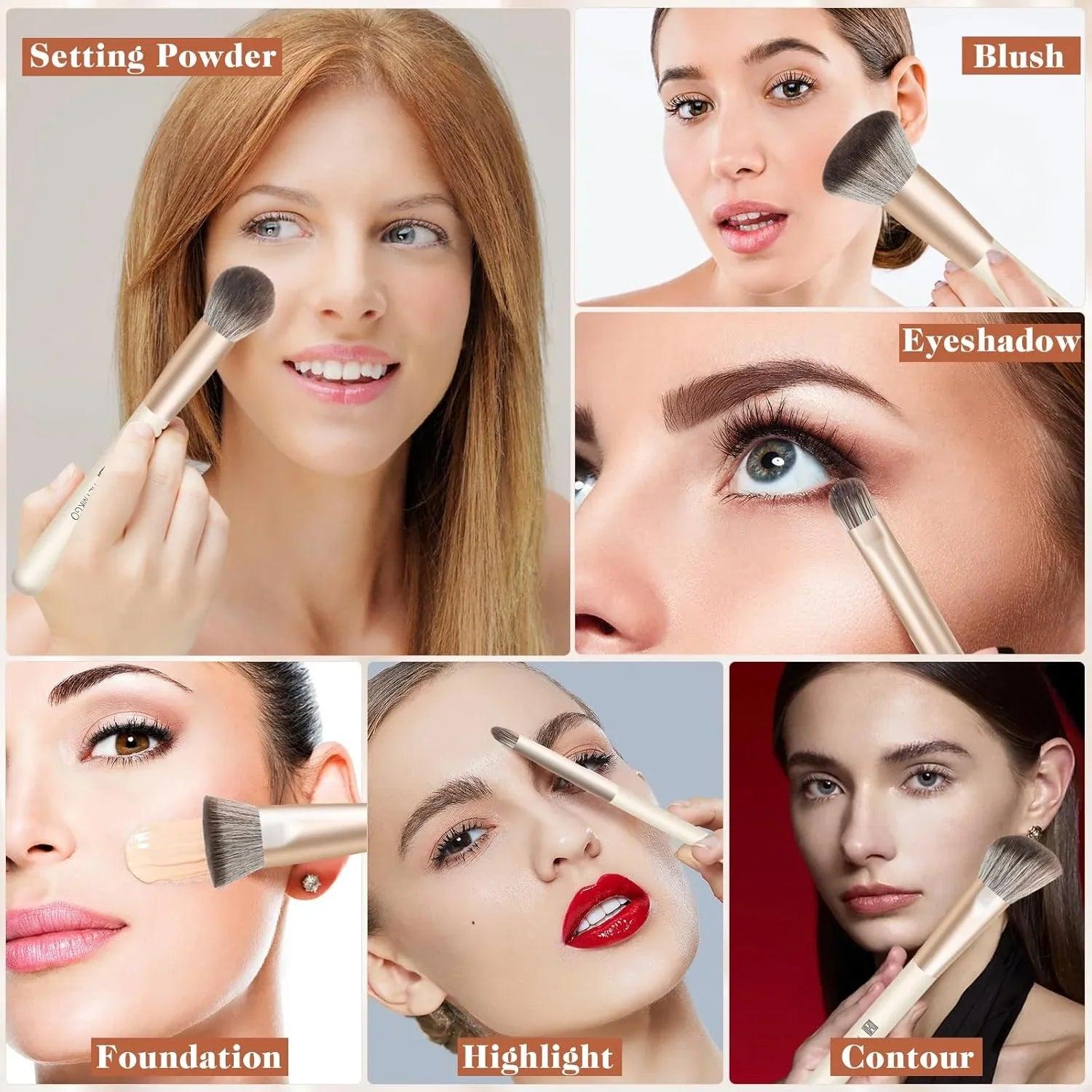 7/8pcs Soft Makeup Brush Set – Foundation, Blush, Eyeshadow Tools - Dazzling Beauty Solution
