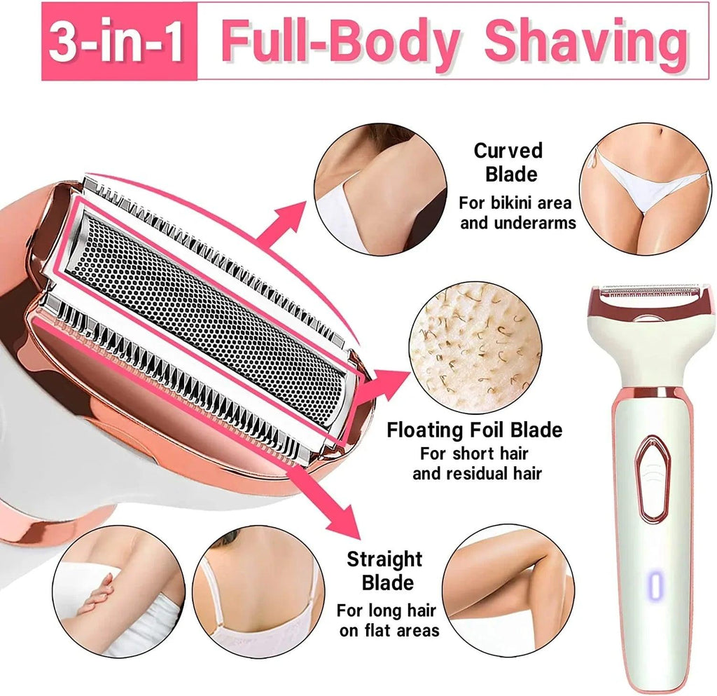 4-in-1 Electric Hair Removal Kit for Women – Bikini, Eyebrow, Nose & Facial Trimmer Set - Dazzling Beauty Solution