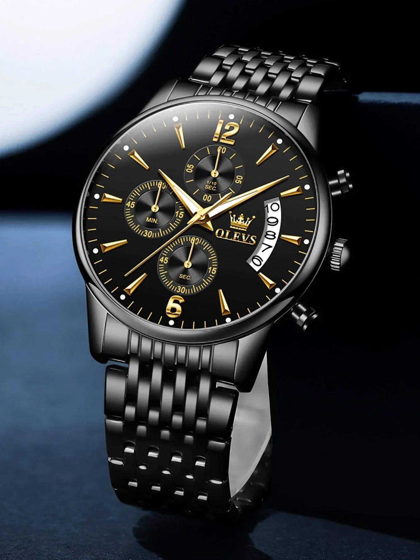 OLEVS Men’s Luxury Stainless Steel Chronograph Watch – Waterproof & Luminous - Dazzling Beauty Solution