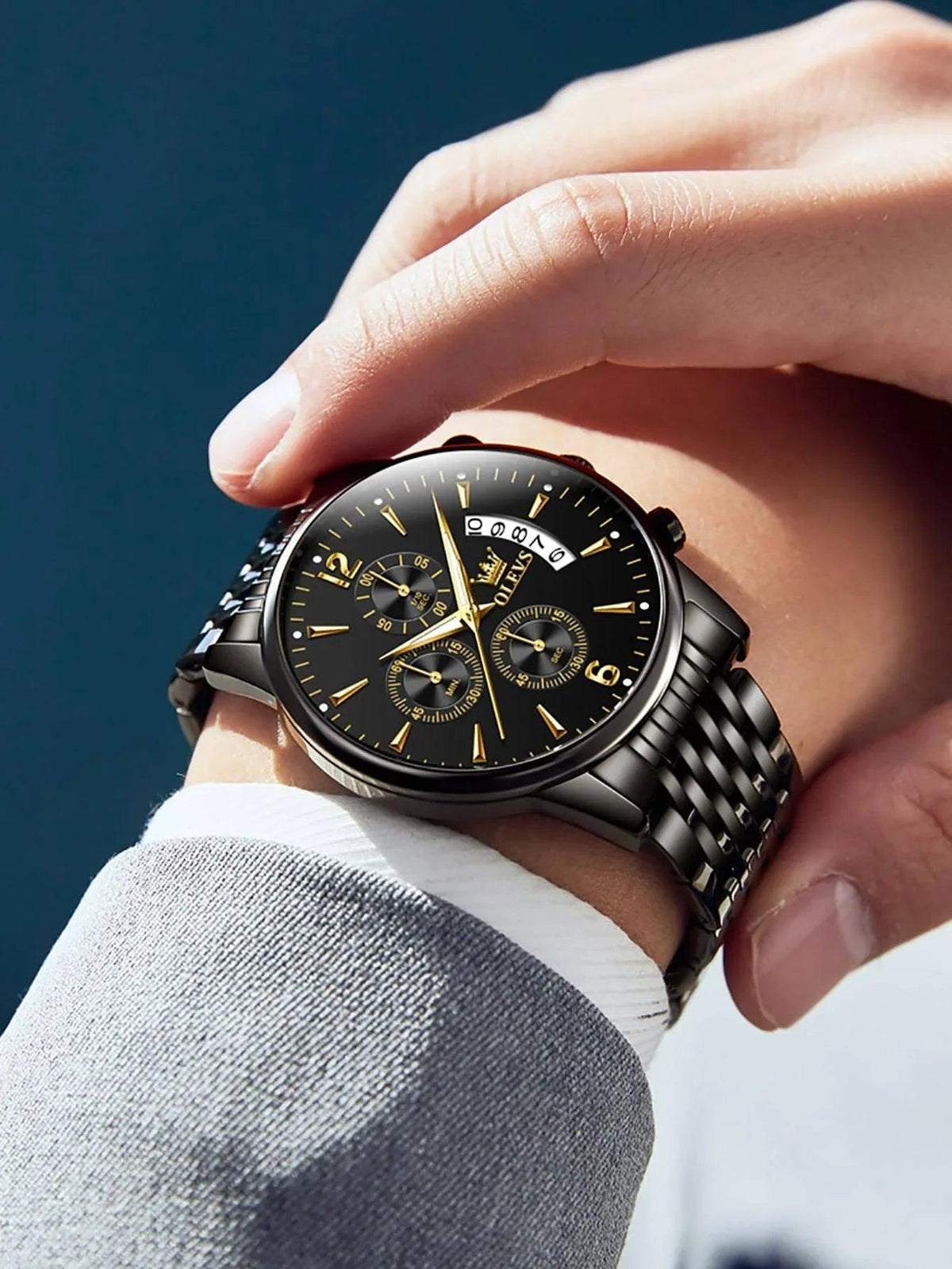 OLEVS Men’s Luxury Stainless Steel Chronograph Watch – Waterproof & Luminous - Dazzling Beauty Solution