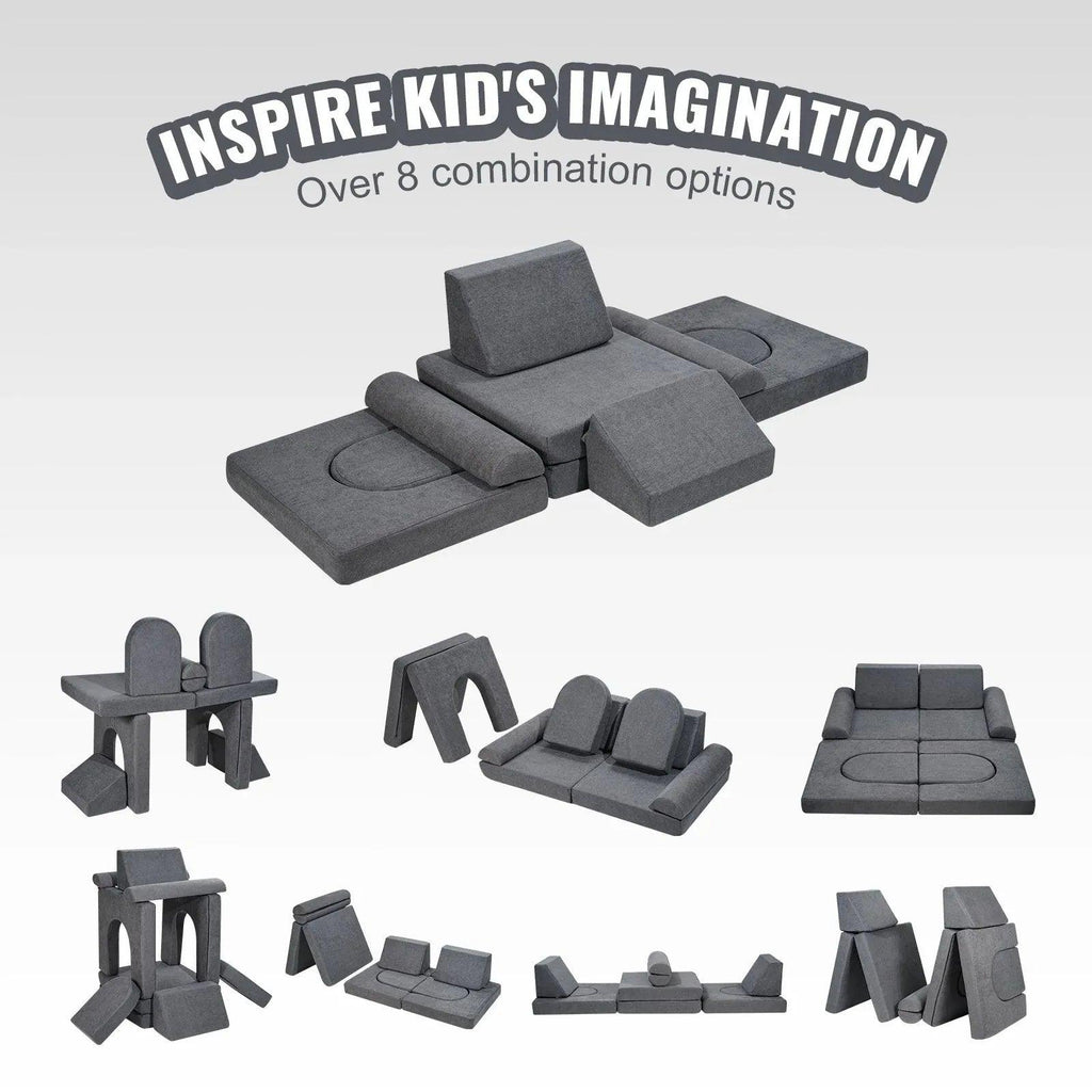 Modular Kids Play Sofa – Soft Suede Convertible Couch for Toddlers - Dazzling Beauty Solution