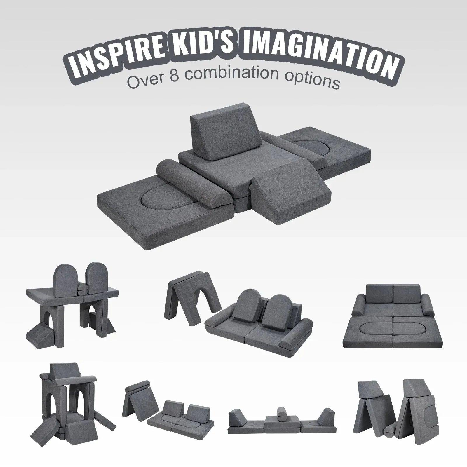 Modular Kids Play Sofa – Soft Suede Convertible Couch for Toddlers - Dazzling Beauty Solution